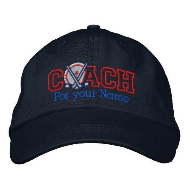 Casquette Brodée Entraîneur de hockey personnalisé avec votre nom (Devant)