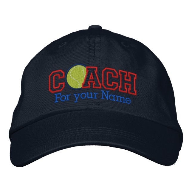 Casquette Brodée Entraîneur de tennis personnalisé avec votre nom (Devant)
