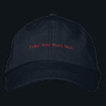 Casquette Brodée Entrez Votre Nom Ici Texte Personnalisé Imprimé-Ca<br><div class="desc">Entrez Votre Nom Ici Nom Texte Imprimé Vue frontale. Ça a l'air sympa et porter toute la saison. Vous pouvez modifier le nom comme vous le souhaitez. Couleur casquette : Casquette couleur marine</div>