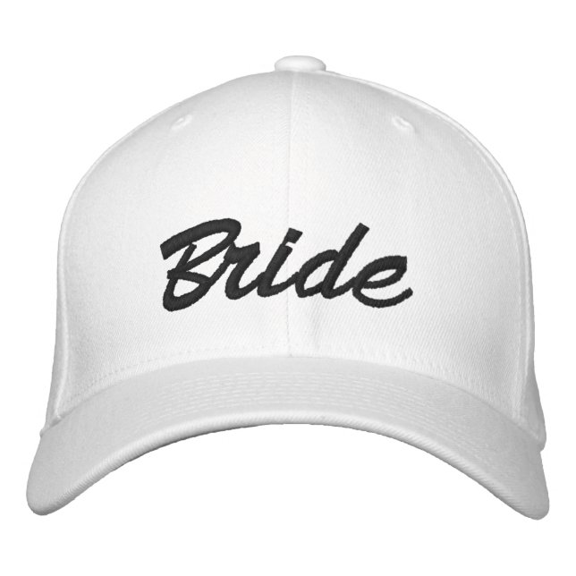 Casquette Brodée Épouse chic noir script blanc mignon (Devant)
