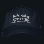 Casquette Brodée Équipe sportive sur mesure de hockey sur gazon<br><div class="desc">Soutenez votre équipe de hockey sur gazon ou joueur préféré avec ce SUPER FAN casquette. Ajoutez le nom de votre école secondaire, de votre jeunesse, de votre club ou de votre équipe collégiale pour créer un casquette unique. (Vous pouvez également changer ceci en n'importe quel autre sport.) Modifiez facilement le...</div>