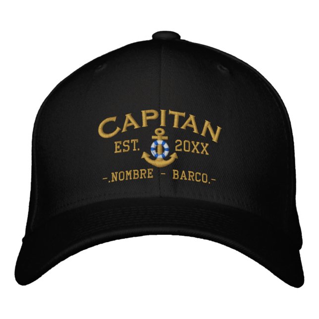 Casquette Brodée ESPAGNOL El Capitan Nautique Personnalisé (Devant)