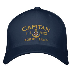 Casquette Brodée ESPAGNOL El Capitan Nom et année du capitaine