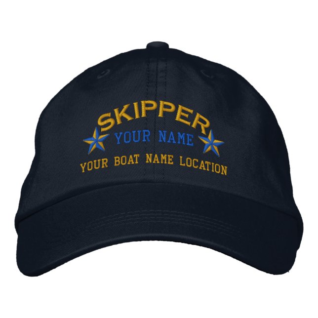 Casquette Brodée Étoiles de skipper personnalisées (Devant)