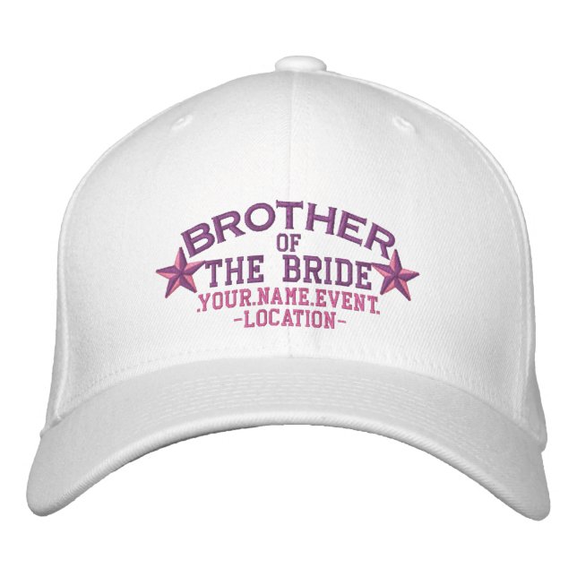 Casquette Brodée Étoiles personnalisées Frère de la mariée en rose (Devant)