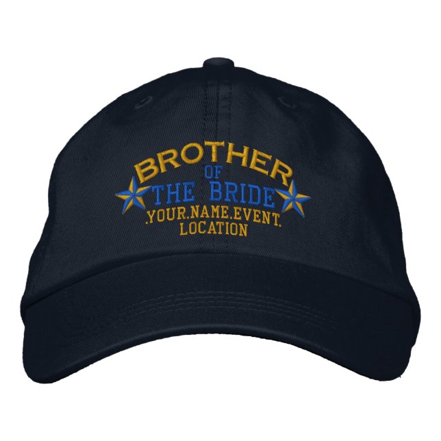 Casquette Brodée Etoiles personnalisées Frère de la mariée Gold Blu (Devant)