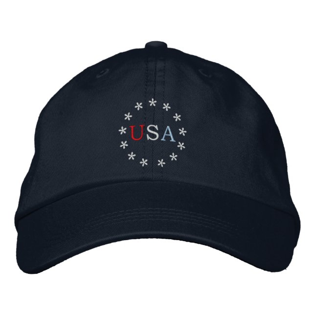 Casquette Brodée Étoiles USA (Devant)