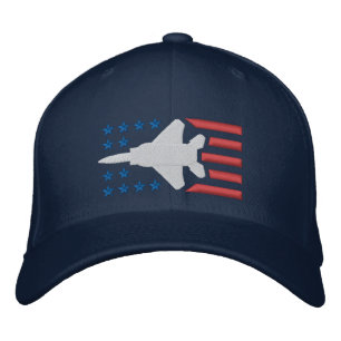 Casquette Brodée F-15 Étoiles et rayures d'avion de chasse rouge bl