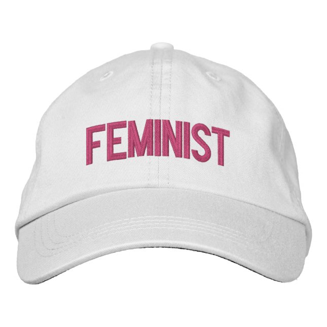 Casquette Brodée Feminist rose chaud blanc moderne brodé (Devant)
