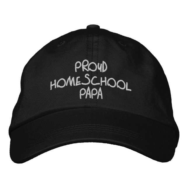 Casquette Brodée Fier Homeschool Papa noir et blanc (Devant)