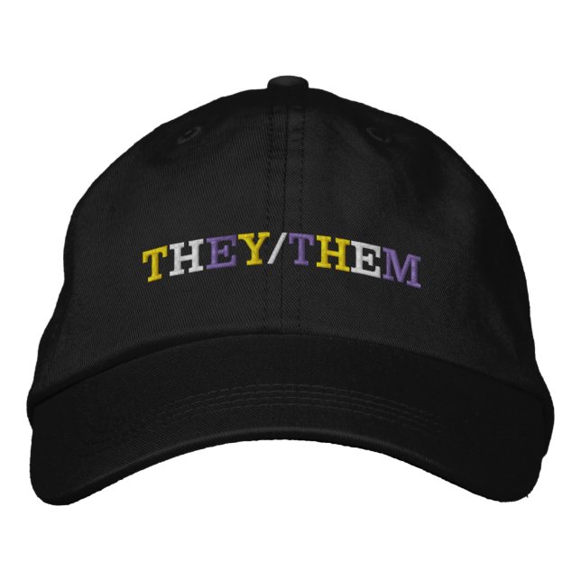 Casquette Brodée Fierté non binaire They Them (Devant)