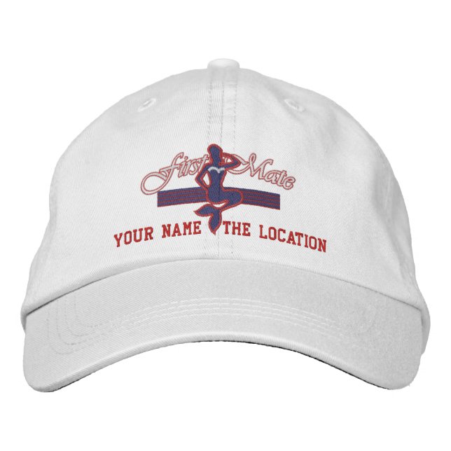 Casquette Brodée FIRST MATE Nom du bateau personnalisable Votre nom (Devant)