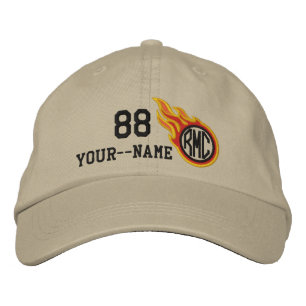 Casquette Brodée Flames de course personnalisées Numéro de puce Nom