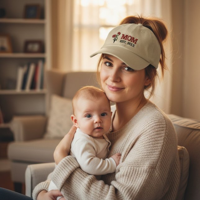 Casquette Brodée Fleur de naissance août Coquelicot MAMAN (Créateur téléchargé)