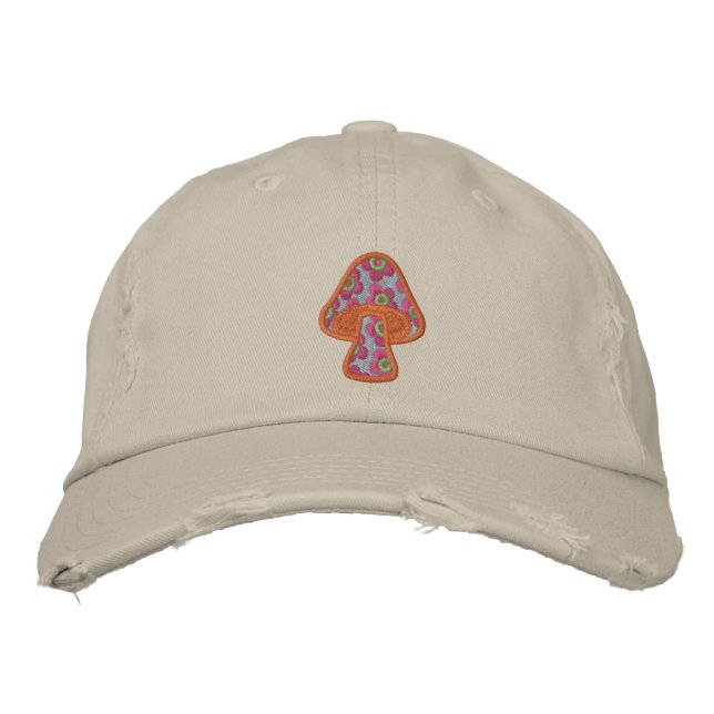 Casquette Brodée Fleur d'Hippie Champignon (Devant)