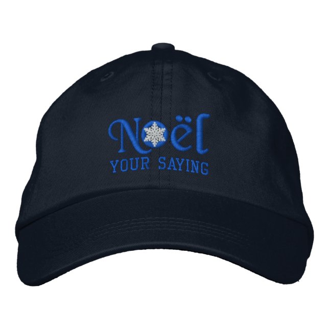 Casquette Brodée Flocon de neige Noel personnalisé en bleu (Devant)