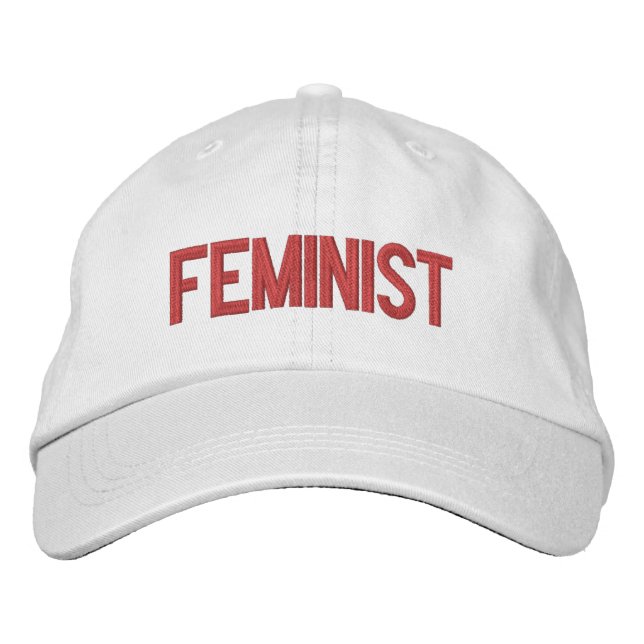 Casquette Brodée Fuchsia féministe rose vif blanc (Devant)