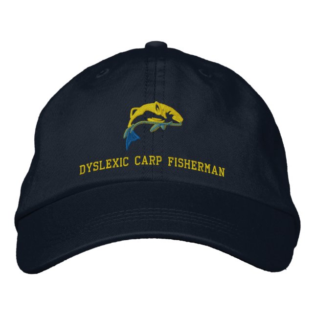 Casquette Brodée Funny Dyslexique pêcheur de carpe (Devant)