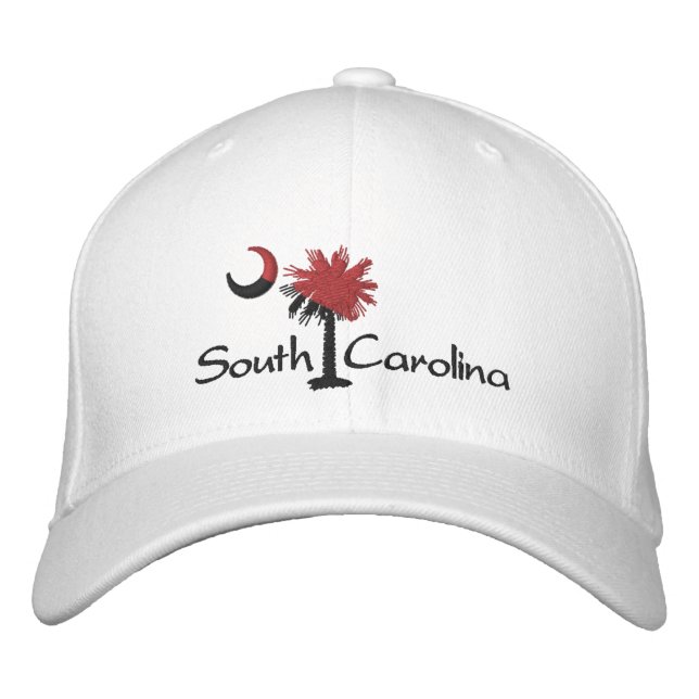 Casquette Brodée Garnet/Noir Carolina Palmetto Moon Embroyé (Devant)