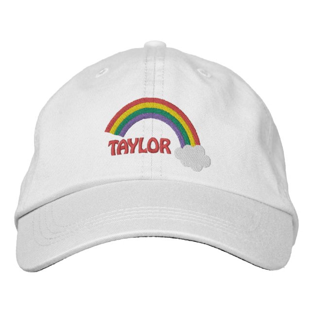 Casquette Brodée Gay pride de nom personnalisé Rainbow (Devant)
