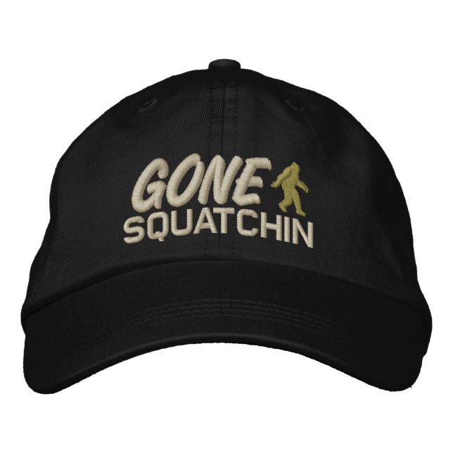 Casquette Brodée Gone Squatchin - tan d'avoine et vert clair (Devant)