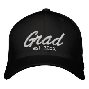 Casquette Brodée Grad Date établie blanc script personnalisé diplôm
