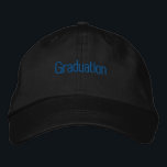 Casquette Brodée Graduation Texte bleu Texte personnalisé noir<br><div class="desc">Nom du texte Casquette Couleur noire Casquettes avec Police à bloc mince Super et Cool Casquette brodé</div>