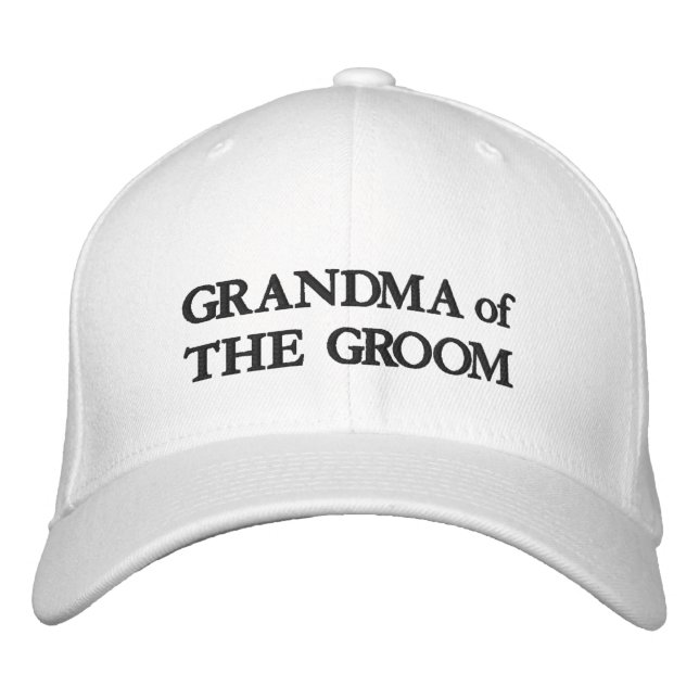 Casquette Brodée Grand-mère de Groom mariage chic noir et blanc (Devant)