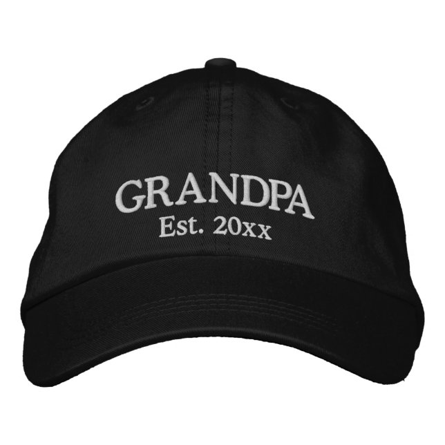 Casquette Brodée Grand-père Date établie blanc personnalisé personn (Devant)