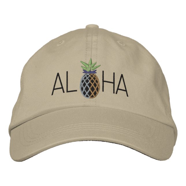 Casquette Brodée Graphique de broderie d'ananas Aloha sur (Devant)