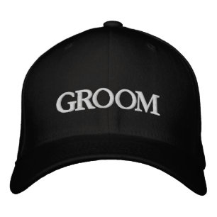 Casquette Brodée Groom noir blanc élégant mariage