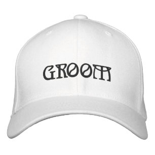 Casquette Brodée Groom noir & blanc élégant mariage chic
