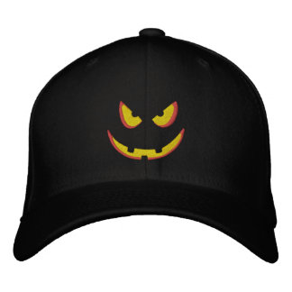 Casquette Brodée Halloween Citrouille Grin - Booo !