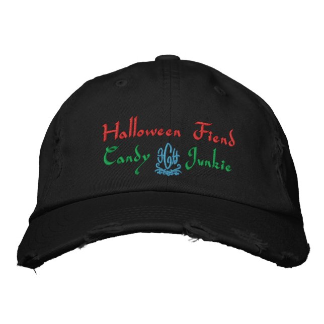 Casquette Brodée Halloween Fiend Candy Junkie En Noir (Devant)