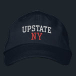 Casquette Brodée HAUT NY blanc et rouge sur bleu marine<br><div class="desc">HAUT NY Brodé blanc et rouge sur casquette en coton bleu marine. La broderie est personnalisable à d'autres choix de couleurs en sélectionnant le bouton "Modifier la conception" de l'outil. Vous pouvez également choisir la couleur du casquette sur la page principale de l'article.</div>