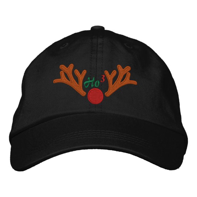 Casquette Brodée Ho Ho Ho Red Nez Reindeer Broderie (Devant)