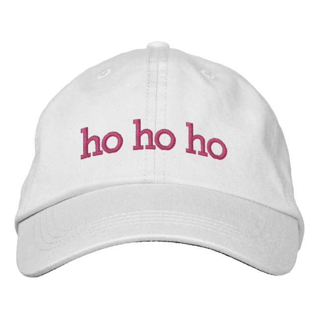 Casquette Brodée ho ho rose typographie de Noël (Devant)