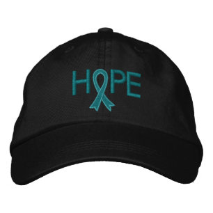 Casquette Brodée HOPE - Cancer de l'ovaire Turquoise ruban