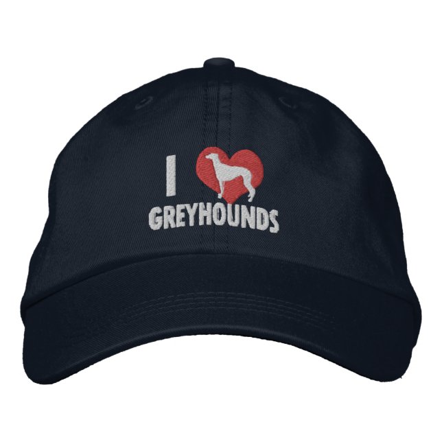 Casquette Brodée I Love Greyhounds Dark (Devant)