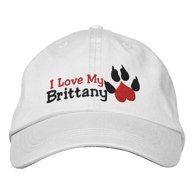 Casquette Brodée I Love My Brittany Empreinte de patte de chien (Devant)