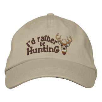 Casquette Brodée I'd rather be Hunting White Embroidery
