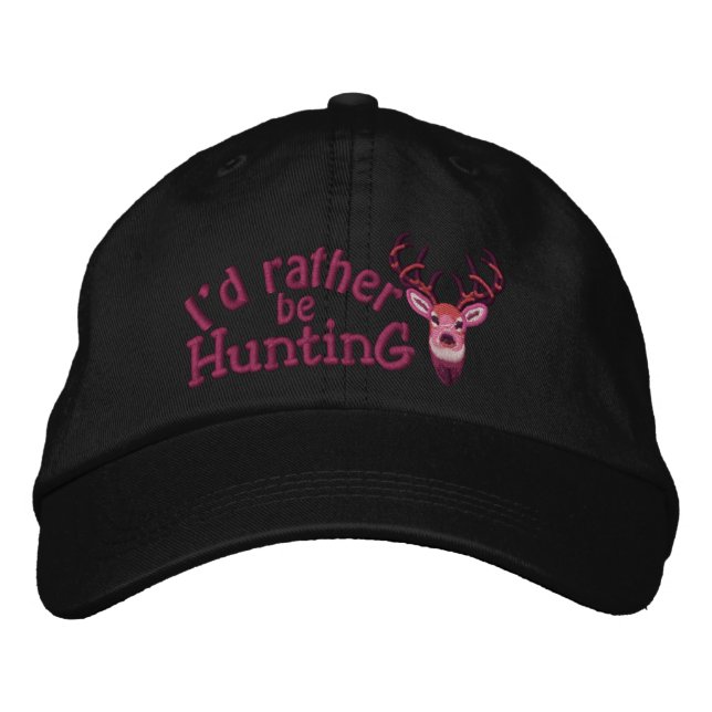 Casquette Brodée I'd rather be Hunting White Embroidery (Devant)