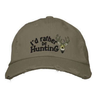 Casquette Brodée I'd rather be Hunting White Embroidery
