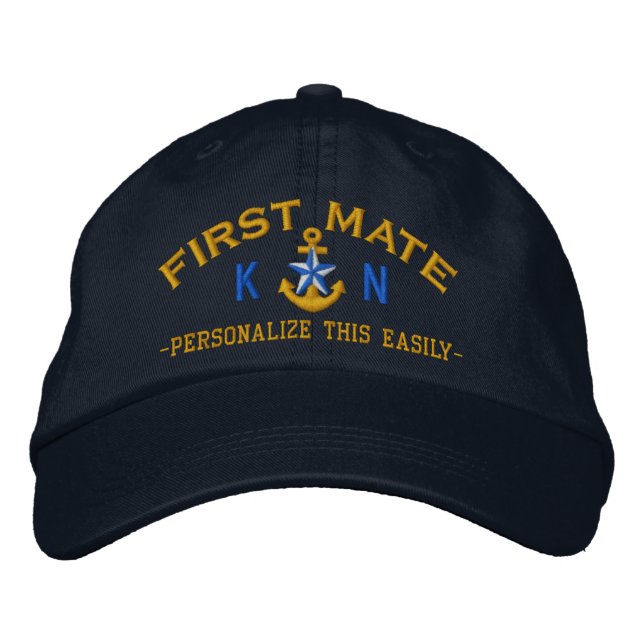 Casquette Brodée Initiales personnalisées Texte Premier Mate Star A (Devant)