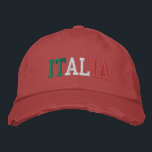 Casquette Brodée ITALIE Italienne Vert Blanc et Rouge Vintage<br><div class="desc">ITALIE brodée avec Drapeau italien Couleurs vert blanc et rouge sur casquette en coton vintage rouge. Fait un cadeau merveilleux pour quiconque adore le beau pays de l'Italie!</div>