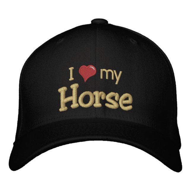 Casquette Brodée J'aime (coeur) mon cheval (Devant)