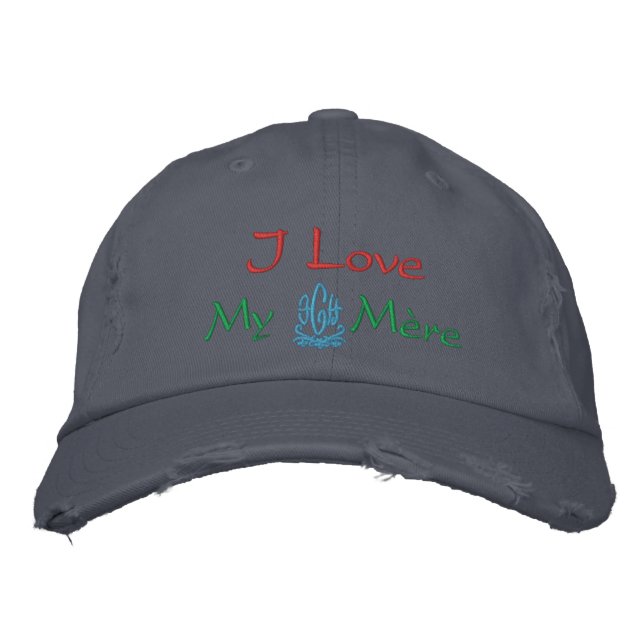 Casquette Brodée J'Aime Ma Mère En Bleu Français (Devant)