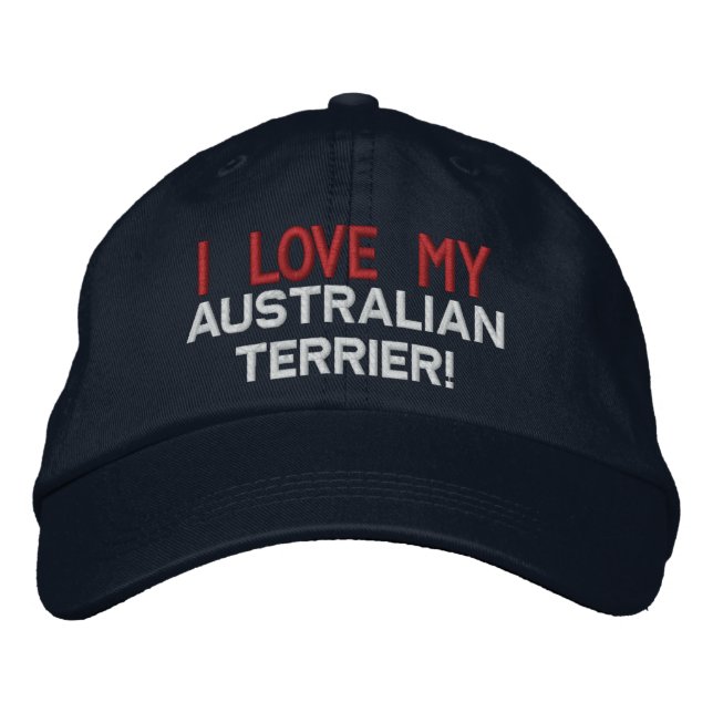 Casquette Brodée J'Aime Mon Chien Terrier Australien (Devant)
