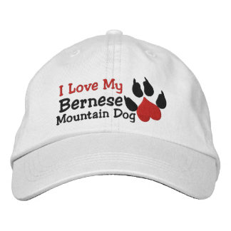 Casquette Brodée J'aime mon Empreinte de patte bernois de chien de
