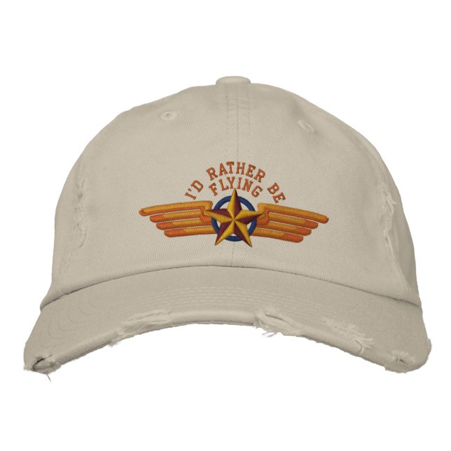 Casquette Brodée Je préférerais piloter Star Badge Pilot Wings (Devant)